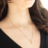 Collana vintage con ciondolo ad anello a margherita in oro giallo 18K con quarzo citrino e diamanti, anni ‘80