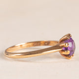 Solitario vintage in oro giallo 9K con ametista (0.60ct ca.), anni ‘60/‘70