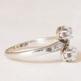 🤍 Toi et Moi in oro bianco 18K con diamanti di taglio vecchia miniera (0.24ctw ca.) e di taglio rosetta, anni ‘20