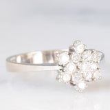 Anello a fiocco di neve in oro bianco 14K con diamanti di taglio brillante (0.55ctw ca.), anni ‘70/‘80