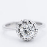 Solitario in oro bianco 18K con diamante di taglio vecchia miniera (0.97ct ca.)