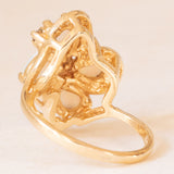 Anello vintage a forma di farfalla in oro giallo 14K con con opali (0.60ctw ca.) e diamanti, anni ‘70