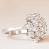 Anello a fiocco di neve vintage in oro bianco 18K con diamanti di taglio brillante (2ctw ca.), anni ‘60/‘70