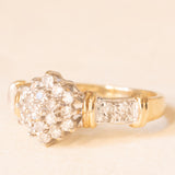 Anello vintage in oro giallo e bianco 9K con diamanti (0.40ctw ca.), anno 1994