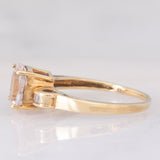 Anello da cocktail vintage in oro giallo 8K con morganite (1.50ct ca.) e diamanti