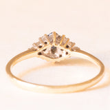 Anello vintage in oro giallo e bianco 9K con zaffiro (0.40ct ca.) e diamanti (0.14ctw ca.), anni ‘2000