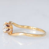 Anello Toi et Moi vintage in oro giallo 14K con diamanti di taglio vecchia Europa (0.40ctw ca.), anni ‘60/‘70