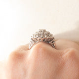 Anello vintage in oro bianco 18K con diamanti (1.18ctw ca.), anni '70