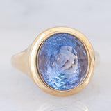 Anello da cocktail vintage in oro giallo 9K con fluorite (9ct ca.), anni ‘70/‘80