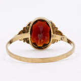 Anello solitario vintage in oro giallo 8K con granato, anni ‘50/‘60