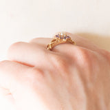Anello vintage in oro giallo 9K con ametiste (0.30ctw ca.) e perla bianca, anno 1975