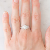 Anello a fiore vintage in platino con diamanti (1.26ctw), anni ‘80