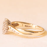 Anello in oro giallo e bianco 9K con diamanti (0.26ctw ca.), anni ‘70