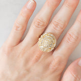 Anello ballerina vintage in oro giallo 14K con diamanti di taglio brillante e tapered (2.20ctw ca.), anni ‘80/‘90