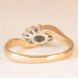 Anello vintage in oro giallo e bianco 9K con diamanti (0.08ctw ca.), anno 1991