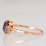 Solitario antico in oro rosa e giallo 9K con ametista (1.20ct ca.), anni ‘10/‘20