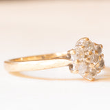 Anello a fiore in oro giallo 9K con diamanti di taglio brillante (0.40ctw ca.), anni ‘60