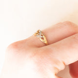 Anello “Keeper” (custode) vintage in oro giallo e bianco 9K con diamanti, anni ‘50/‘60