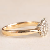 Anello vintage in oro giallo e bianco 9K con diamanti (0.14ctw ca.), anni ‘70/‘80