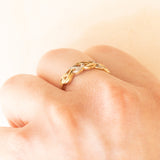 Anello “Keeper” (custode) vintage in oro giallo e bianco 9K con diamanti, anni ‘50/‘60