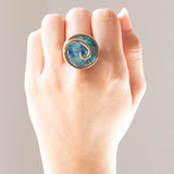 Anello vintage in oro giallo 9K con mosaico di opali triplet