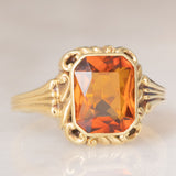 Anello da cocktail vintage in oro giallo 14K con quarzo citrino (1.80ct ca.), anni ‘40