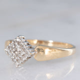 Anello geometrico vintage in oro giallo 14K con diamanti (0.25ctw ca.), anni ‘70/‘80