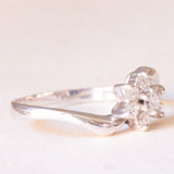 Anello a margherita vintage in oro bianco 14K con diamanti (0.35ctw ca.), anni ‘80