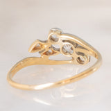 Anello Art Nouveau in oro giallo e bianco 14K con diamanti (0.30ctw ca.), anni ‘20