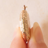 Ciondolo portafoto ottagonale vintage con lamina in oro giallo 9K su metallo, anni ‘40/‘50