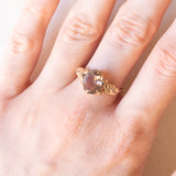 Anello vintage in oro giallo 9K con quarzo fumé (1.90ct ca.), anno 1979