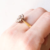 Anello a margherita antico in oro giallo 14K e argento con diamanti di taglio rosetta (0.60ctw ca.), fine ‘800