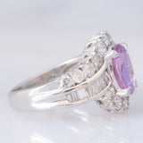 Anello vintage in platino con zaffiro rosa (1.37ct) e diamanti (1ctw), anni ‘90