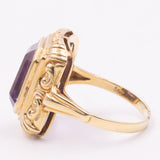 Anello da cocktail vintage in oro giallo 14K con ametista (4.60ct ca.), anni ‘70