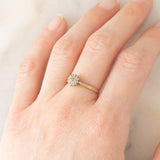 Anello a fiore vintage in oro giallo 9K con diamanti (0.10ctw ca.), anni ‘70/‘80