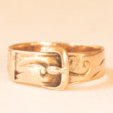 Anello antico vittoriano a forma di cintura con fibbia in oro giallo 9K, anno 1891-1892
