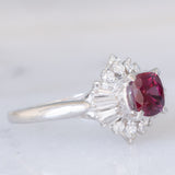 Anello ballerina vintage in platino con rubino (1.05ct) e diamanti (0.43ctw), anni ‘80/‘90
