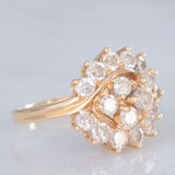 Anello vintage in oro giallo 14K con diamanti di taglio brillante (1.90ctw ca.), anni ‘70