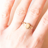 Anello vintage da sigillo in oro giallo 9K, anno 1974