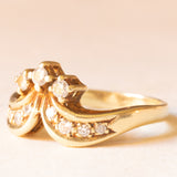 Anello vintage in oro giallo 14K con diamanti di taglio brillante (0.30ctw ca.), anni ‘70