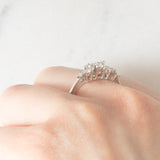 Anello vintage in oro bianco 14K con diamanti di taglio brillante (0.49ctw ca.), anni ‘70