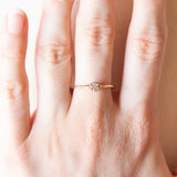 Solitario vintage in oro giallo 14K con diamante di taglio brillante (0.15ct ca.), anni ‘60/‘70