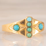 Anello antico in oro giallo 18K con turchesi, anno 1941
