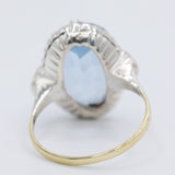 Anello da cocktail Art Déco in oro giallo 14K e argento con spinello azzurro (7.50ct ca.), anni ‘30