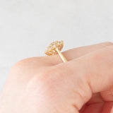Anello a fiore vintage in oro giallo 14K con diamanti di taglio brillante (0.40ctw ca.), anni ‘70
