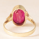Anello da cocktail vintage in oro giallo 8K con rubino sintetico (10ct ca.), anni ‘70