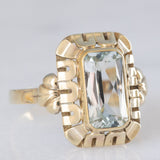 Anello da cocktail vintage in oro giallo 8K con acquamarina (2.50ct ca.), anni ‘60/‘70