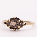 Anello da cocktail vintage in oro giallo 9K con quarzo fumé (0.50ct ca.), anno 1981