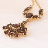 Collier vintage in oro giallo 8K con granati, anni ‘50/‘60