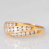 Anello a fascia vintage in oro giallo 18K con diamanti di taglio brillante (1ctw ca), anni ‘70